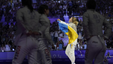 Olha Kharlan led Ukraine to the gold medal in the women's team sabre event. She scored 22 of her team's 45 points against South Korea.