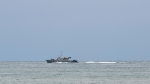 A rescue boat in Channel of the coast of Northern France, 23 April 2024.