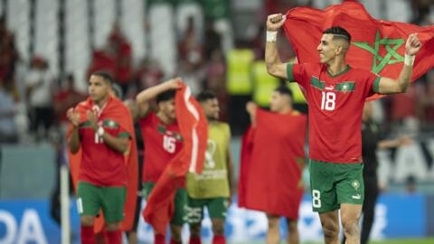 Les joueurs marocains lors du Mondial 2022 au Qatar. 