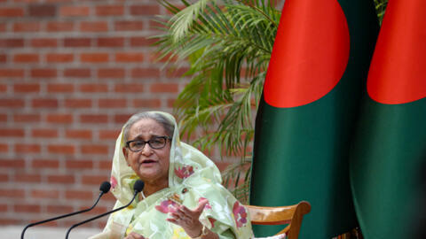 Sheikh Hasina, the newly elected Prime Minister of Bangladesh and Chairperson of Bangladesh Awami League, speaks during a meeting with foreign observers and journalists at the Prime Minister's residen