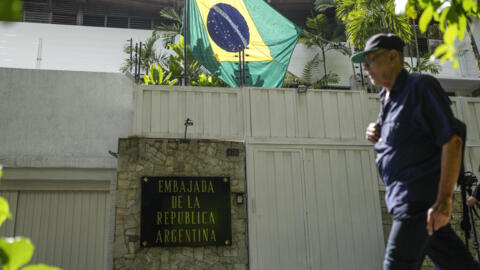 Foto da embaixada da Argentina em Caracas em 1° de agosto de 2024. 