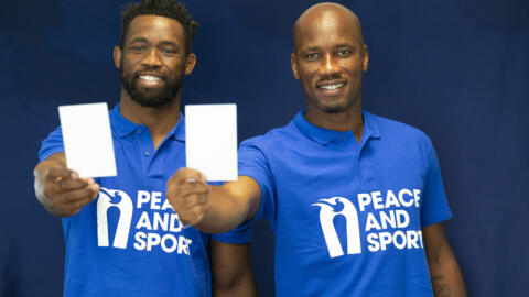 South Africa rugby team skipper Siya Kolisi (left) and former Cote d'Ivoire international footballer Didier Drogba were among an array of sports stars to give their backing to a campaign promoting peace.