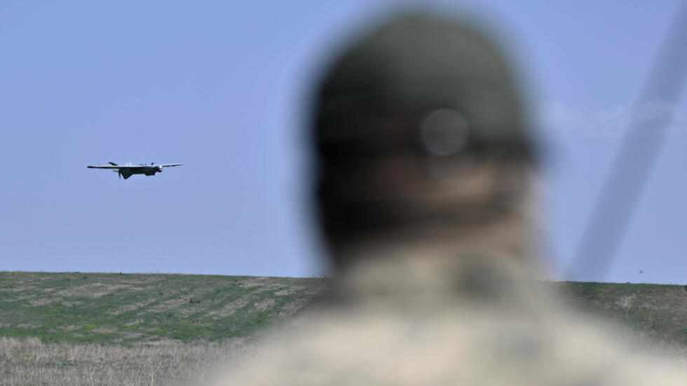 Un drone ukrainien en vol dans la région de Donetsk (image d'illustration).