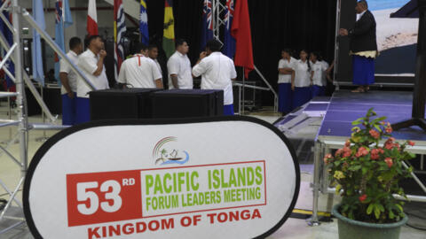 Preparation are made before the start of the annual Pacific Islands Forum leaders meeting in Nuku'alofa, Tonga, Monday, 26 August, 2024. 