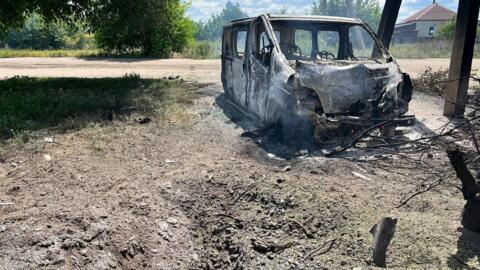 Знищений обстрілами автомобіль у Донецькій області, 28 червня 2024