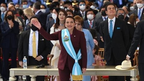 Xiomara Castro en su toma de posesión el 27 de enero de 2022