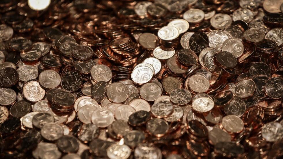 One cent euro coins at the Monnaie de Paris in Pessac. France is reportedly looking to further cuts in public spending as it fails again to meet its targets on reducing its 3-trillion euro deficit.