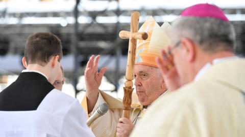 O papa Francisco celebra missa em Budapeste, na Hungria. Em 30 de abril de 2023.