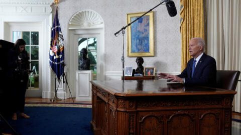 Президент Соединенных Штатов Джо Байден во время своей прощальной речи в Овальном кабинете, Белый Дом, США, 25 июля 2024 года.