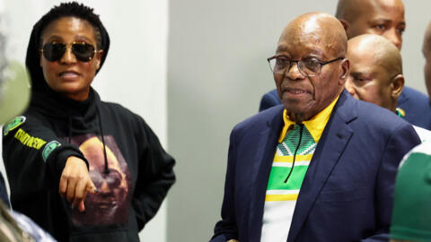 L'ancien président Jacob Zuma, chef du parti uMkhonto we Sizwe, arrive pour prononcer un discours sur l'évolution politique actuelle après les élections, à Sandton, en Afrique du Sud, le 16 juin 2024.