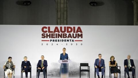 Presentación de la primera etapa del nuevo gabinete de la presidenta electa, Claudia Sheinbaum, en el Museo de Economía de la Ciudad de México el 20 de junio de 2024.