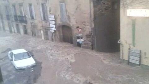 Lodève flooded by muddy water, 12 September 2015