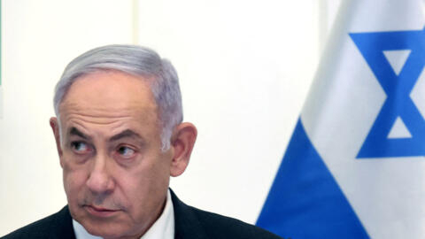 FILE PHOTO: Israeli Prime Minister Benjamin Netanyahu attends a cabinet meeting at the Bible Lands Museum in Jerusalem on June 5, 2024.     GIL COHEN-MAGEN/File Photo