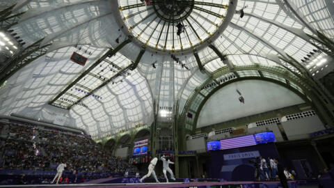 Fencers compete in the Grand Palais in Paris, an Olympic venue that usually hosts cultural events, and was the the target of a ransomware attack over the weekend of 3-4 August 2024.