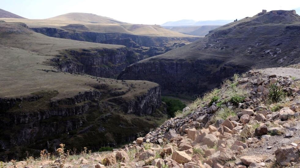 The Arpacay river separates Armenia and Turkey in Ani, a medieval Armenian city now situated in Turkey's province of Kars, next to the closed border with Armenia.