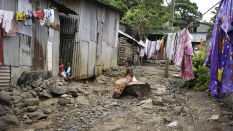 Children in a slum on the Majicavo slope, near Koungou, on the French Indian Ocean territory of Mayotte, 19 February 2023.