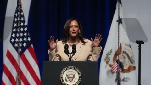 Kamala Harris bước vào cuộc vận động tranh cử tổng thống. Ảnh chụp ngày 24/07/2024 tại Indianapolis, Hoa Kỳ.