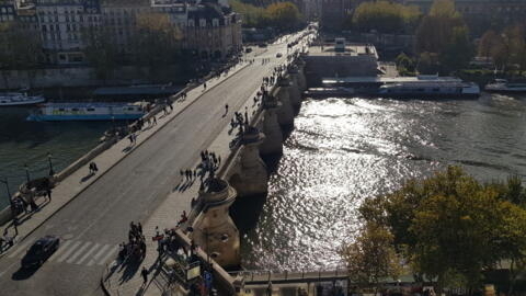 The Pont Neuf bridge over the Seine river, which is closed to vehicle traffic during the 2024 Paris Olympics.