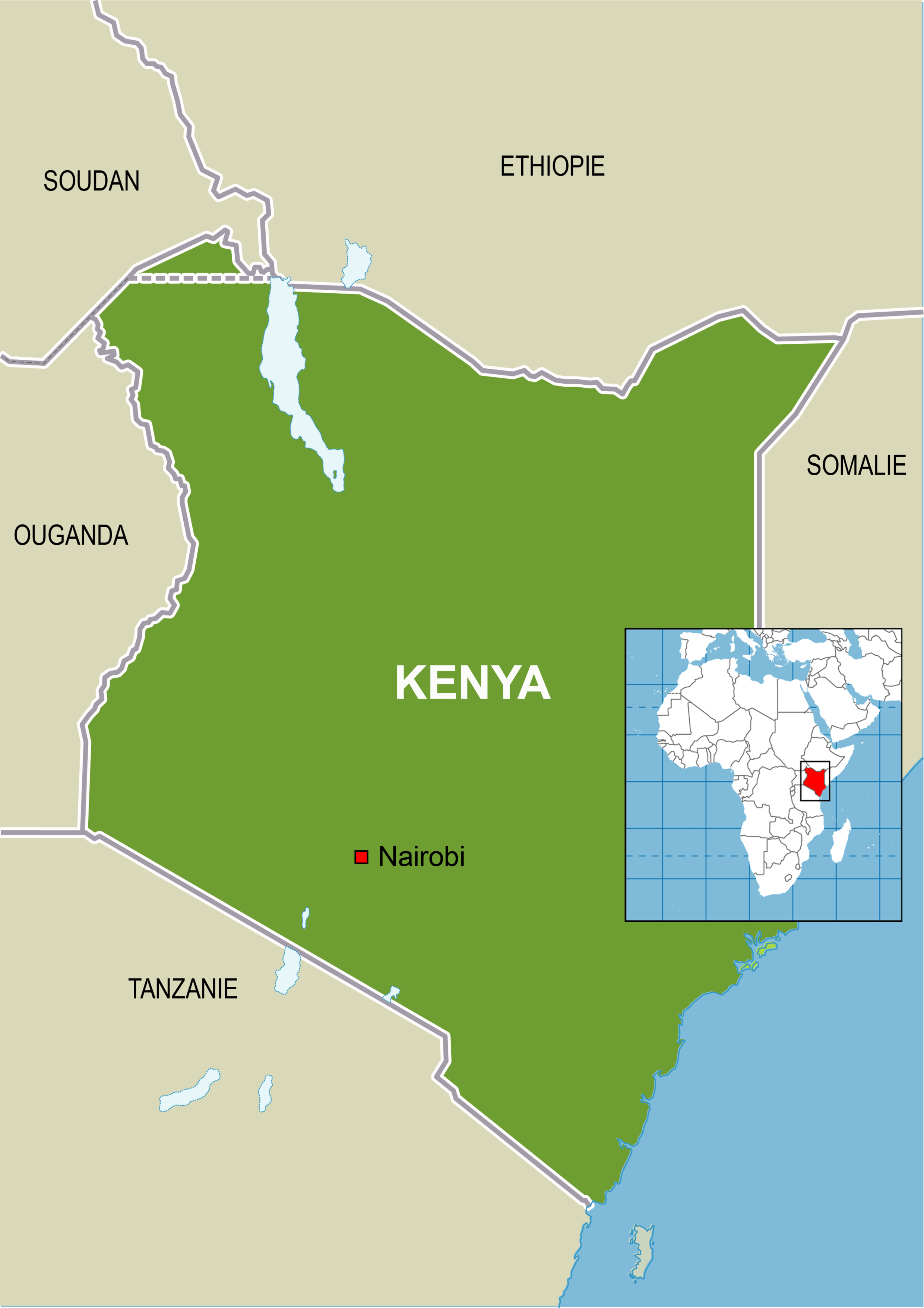 RFI Carte / Kenya.
存档地图 / 东非国家肯尼亚。