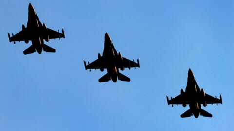 Dutch F-16 fighter jets fly above Volkel Air Base in Volkel, Netherlands June 9, 2023.