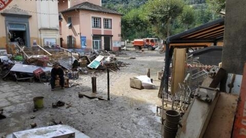 Uma casa em Breil-sur-Roya, nos Alpes Maritimes, no sudoeste da França. A cidade foi destruída pela tempestade Alex, em outubro de 2020. 