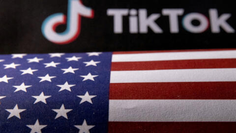 美国国旗与抖音国际版TikTok示意图