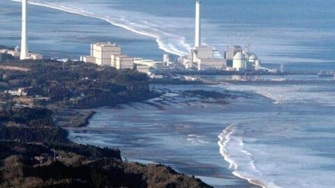 La centrale nucléaire de Hirono près de la ville japonaise du même nom d'où les habitants ont été évacués par crainte d'un tsunami, le 11 mars 2011 (Préfecture de Fukushima). 