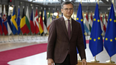 Ukraine's Foreign Minister Dmytro Kuleba arrives for a meeting of EU foreign ministers at the European Council building in Brussels, Monday, Dec. 11, 2023.