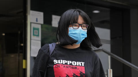 资料图片：2021年6月5日，时任香港支联会副主席邹幸彤因在网络上发文，被香港警方指控煽动被当局禁止举行的六四烛光纪念晚会抓捕。