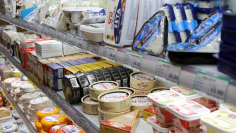 A range of largely French cheese products on sale at the dairy section of a supermarket in Beijing, August 22, 2024.