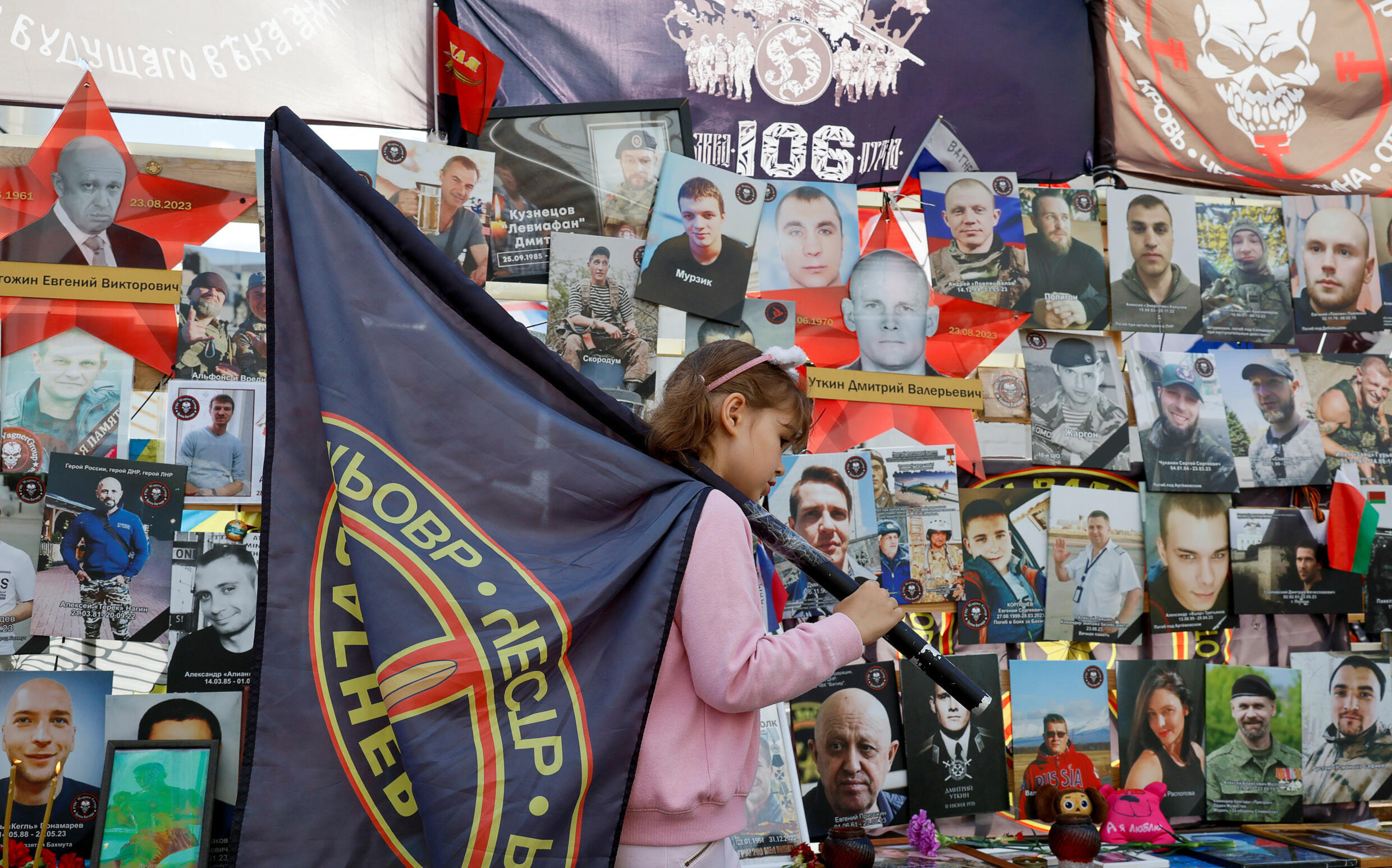 Commemoration ceremony organised to pay tribute to the Russian Wagner fighters, recently killed in Mali by Tuareg rebels from the north, in the centre of Moscow, Russia, on 4 August 2024.