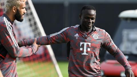 L'attaquant sénégalais du Bayern Sadio Mané (à droite) à l'entraînement avec son coéquipier camerounais Eric Maxim Choupo-Moting. (Illustration).