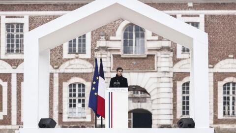 France's Prime Minister Gabriel Attal addresses a speech during a tribute ceremony on the National Day to Honor the Victims of Terrorism, at the Citadelle d'Arras, in Arras, northern France, on 11 March, 2024.