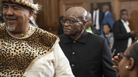 Former South African President Jacob Zuma (right) in the Electoral High Court in Johannesburg on 8 April 2024.