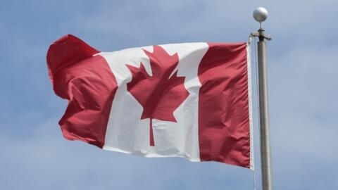 SAINT JOHNS, CANADA - MAY 17: A view of the Canadian flag during day one of the Platinum Jubilee Royal Tour of Canada on May 17, 2022 in Saint John's, Canada. The Prince of Wales and Duchess of Cornwall are visiting for three days from 17th to 19th May 2022.