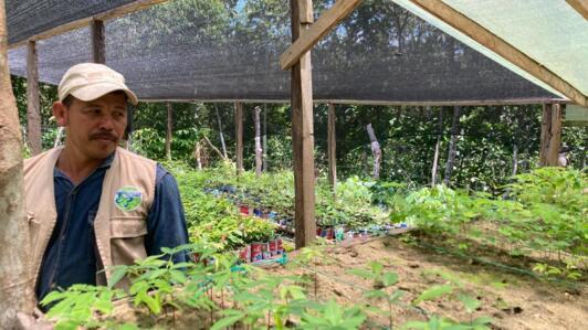 Noel Antonio Torres, guardabosque encargado de unos de los viveros de la reserva natural El Silencio, departamento de Antioquia, Colombia. Mayo de 2024.