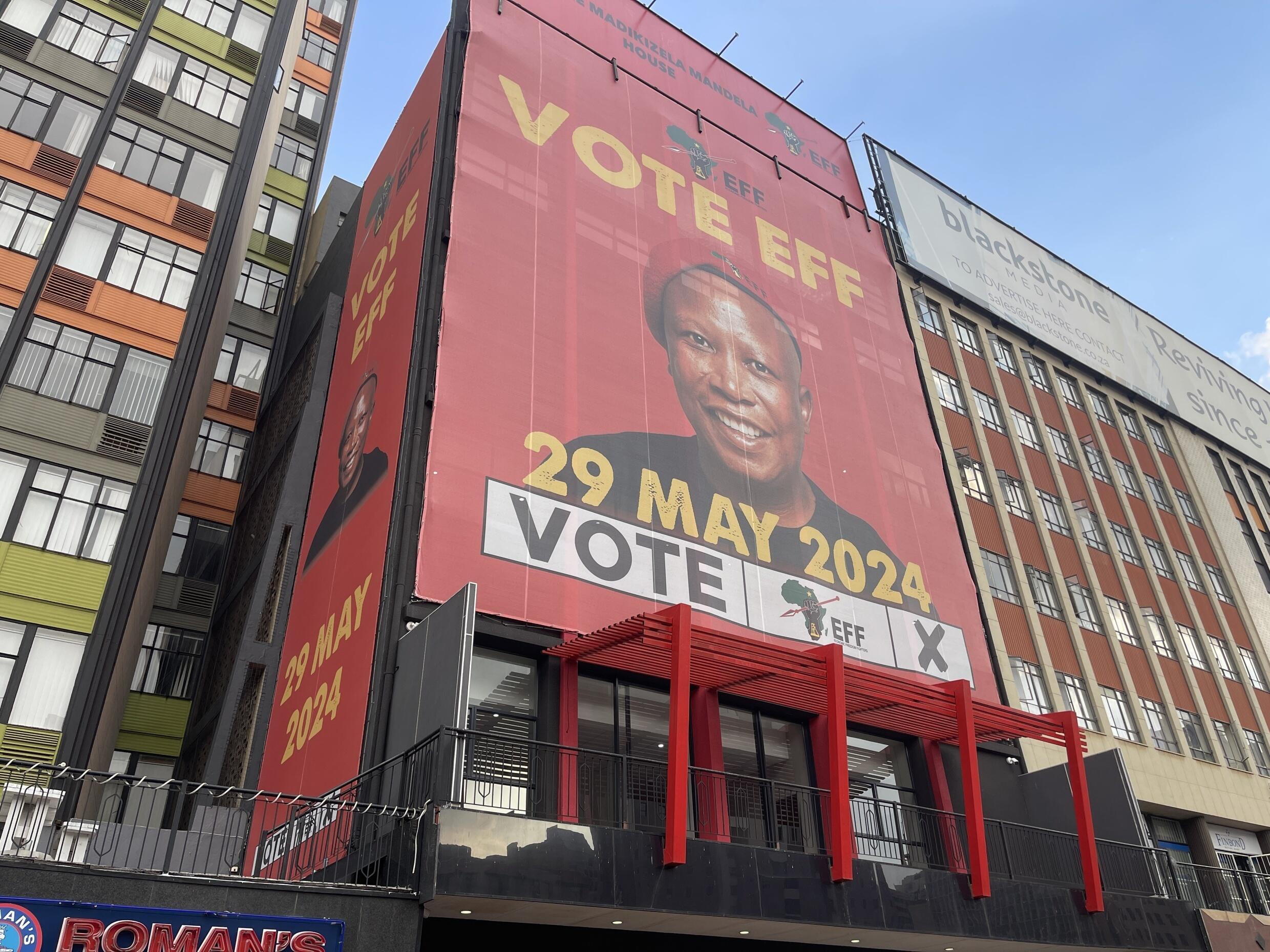 存档图片 / 南非政党[经济自由斗士]（EFF-Economic Freedom Fighters）党魁Julius Malema。
Image Archive / The headquarter of the EFF party, led by former ANC youth leader Julius Malema, on Gandhi Square, in Johannesburg, on 17 May 2024.