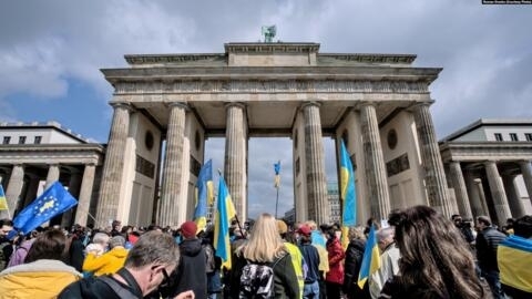 Акція, організована українськими біженцями в Берліні, Німеччина, 9 квітня 2023