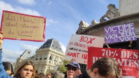 “Shame must change sides,” insist demonstrators who participated in the rallies in Paris in support of rape victim Gisèle Pelicot, 14 September, 2024. 