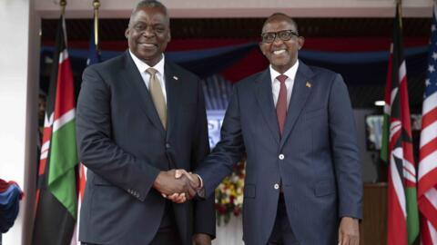 US Defence Secretary Lloyd Austin and Kenya Defence Minister pictured in the Kenyan capital, Nairobi, 25 September 2023