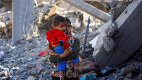 تصویری از کودکان فلسطینی در رفح در جنوب نوار غزه