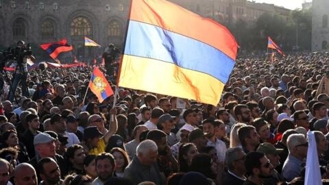 Протесты в Армении против делимитации границы с Азербайджаном. 9 мая 2024 г. Ереван.