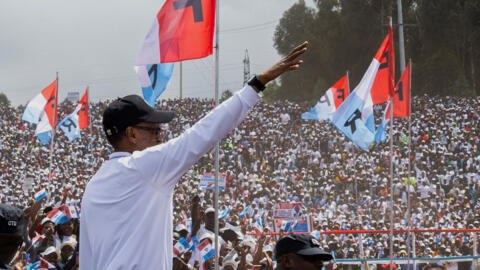 O presidente ruandês, Paul Kagame, durante a campanha eleitoral. 