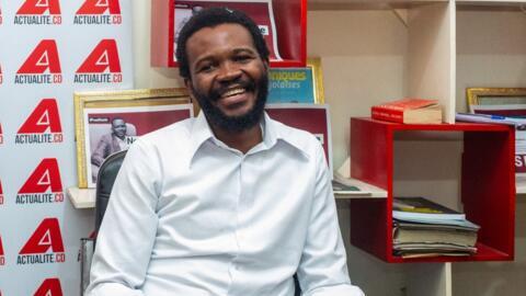 Congolese journalist Stanis Bujakera the day after his release, in Kinshasa, Democratic Republic of Congo, on 20 March 2024.