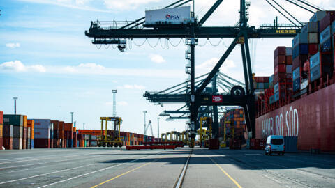 Esta fotografia tirada em 7 de outubro de 2022 mostra uma visão geral do Terminal Europa antes do lançamento oficial de sua renovação, no Porto de Antuérpia.