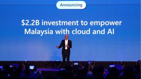 微软CEO宣布将在马来西亚投资22亿美元用于人工智能领域US 2024年5月2日