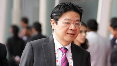 Jusqu'ici vice-Premier ministre et ministre des Finances, Lawrence Wong prête serment en tant que Premier ministre, le 15 mai 2024.