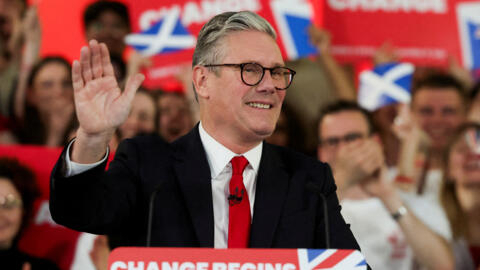 Keir Starmer, leader of Britain's Labour party, reacts as he speaks at a reception to celebrate his win in the election, at Tate Modern, in London, Britain, July 5, 2024