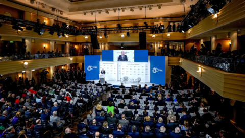 German Chancellor Olaf Scholz delivers a speech at the Munich Security Conference at the Bayerischer Hof Hotel in Munich, Germany, Saturday, Feb. 17, 2024. The 60th Munich Security Conference (MSC) is