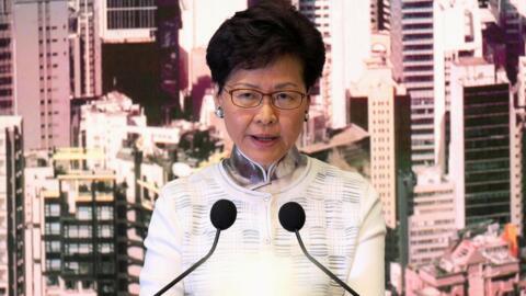 Hong Kong Chief Executive Carrie Lam speaks at a news conference in Hong Kong, China, June 15, 2019.